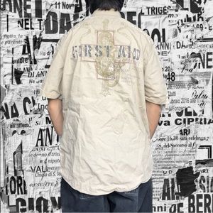 Vintage Y2K Southpole Style Beige Button Up